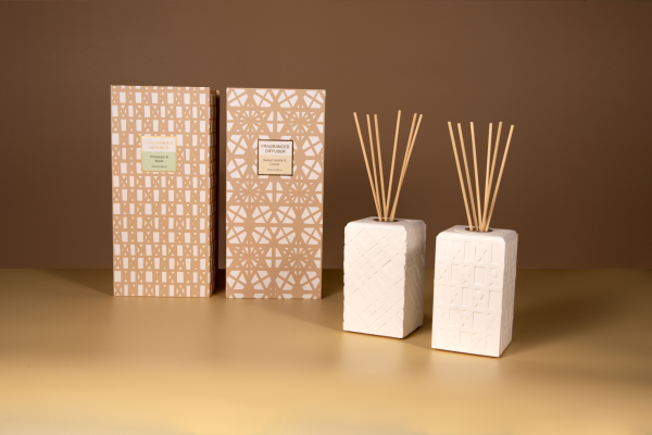 75ml diffuser in PET bottle+clay holder+8pcs ratten reeds in gift box