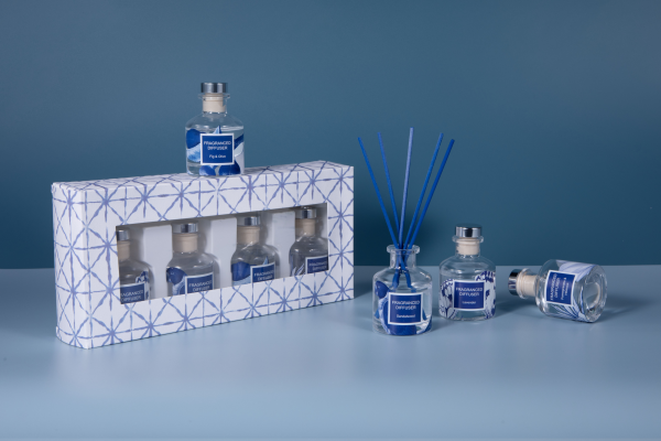S/4 55ml diffuser in glass bottle+20pcs cotton reeds in gift box