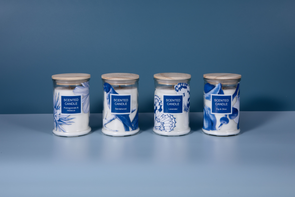 290g scented glass candle+wooden lid